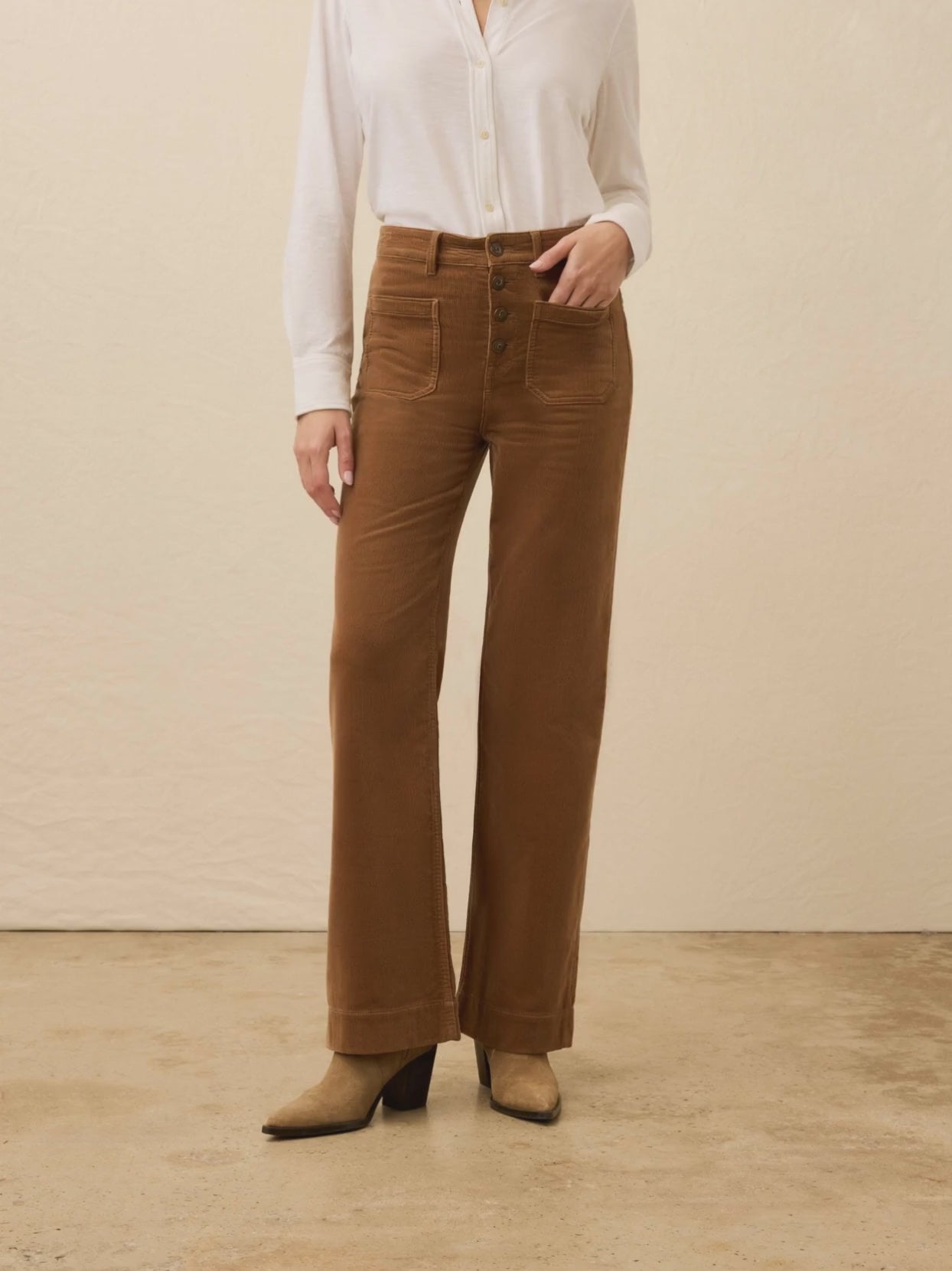 Stretch Terry Cord Patch Pocket Pant - Cord Brown | Faherty Brand