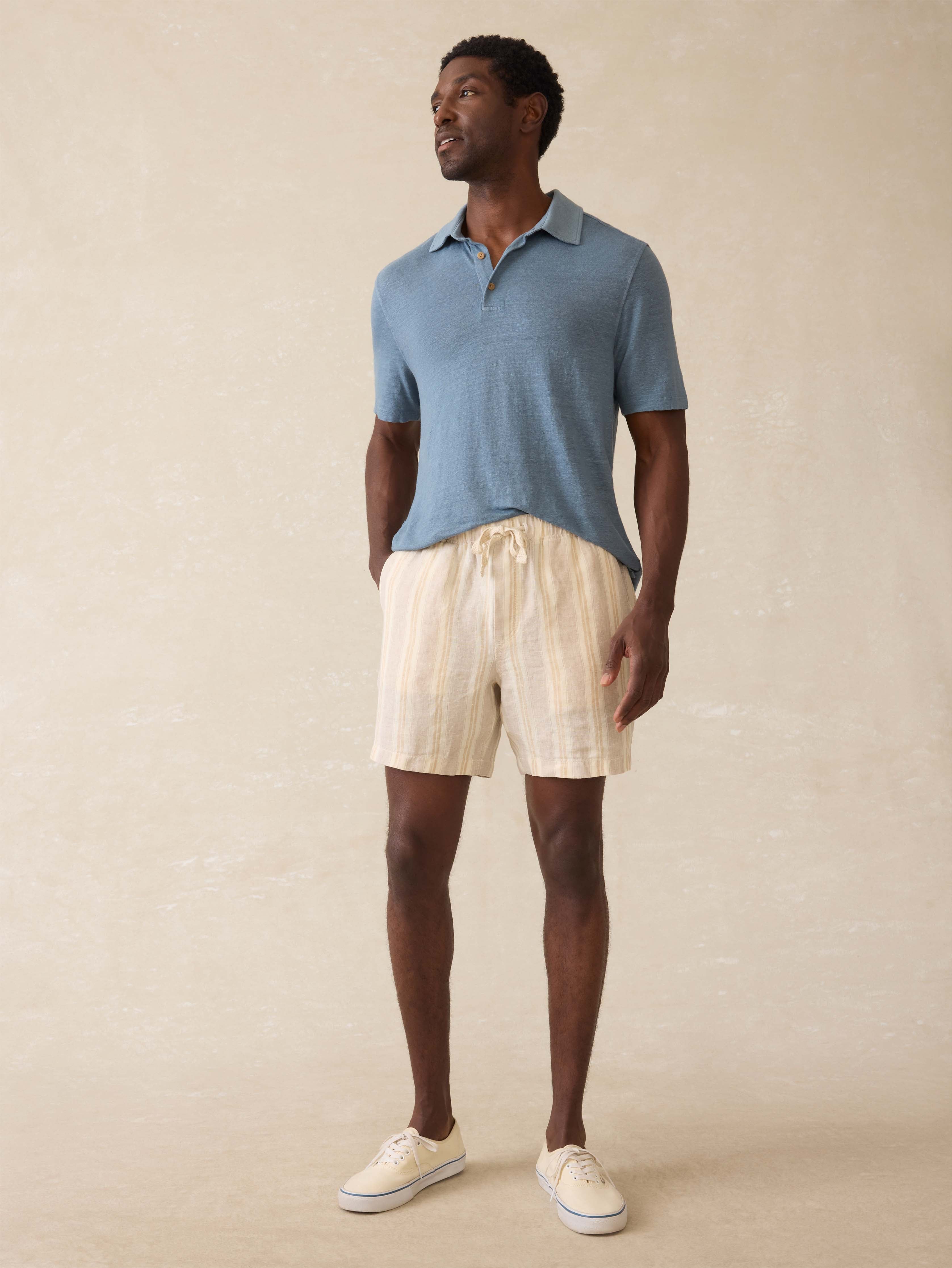 Essential Linen Short (6.5" Inseam) - Oak Island Stripe