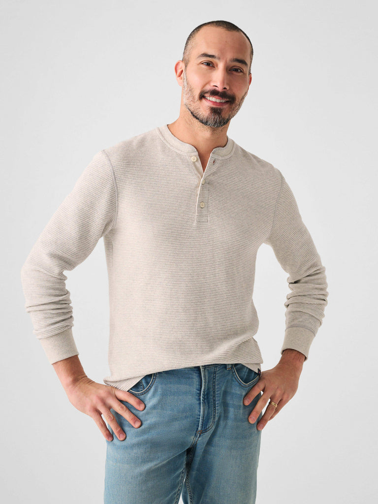 Surf Waffle Henley - Shoreline Heather | Faherty Brand
