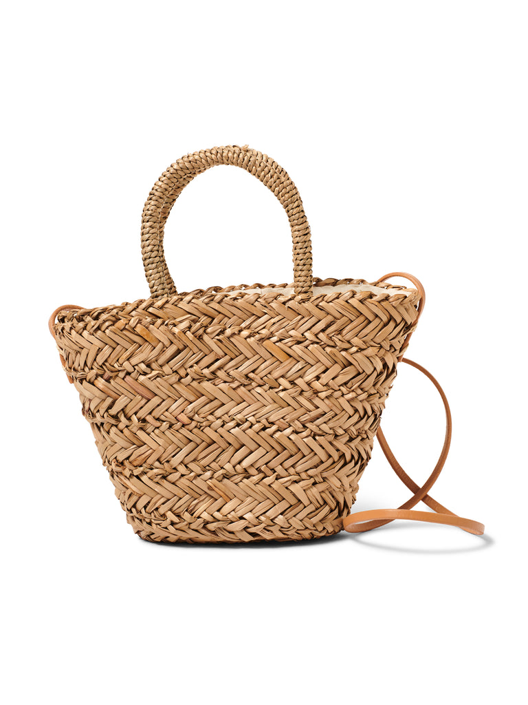 Faherty Women's Coastal Stripe Straw Beach Tote Bag - Natural, Leather/Raffia