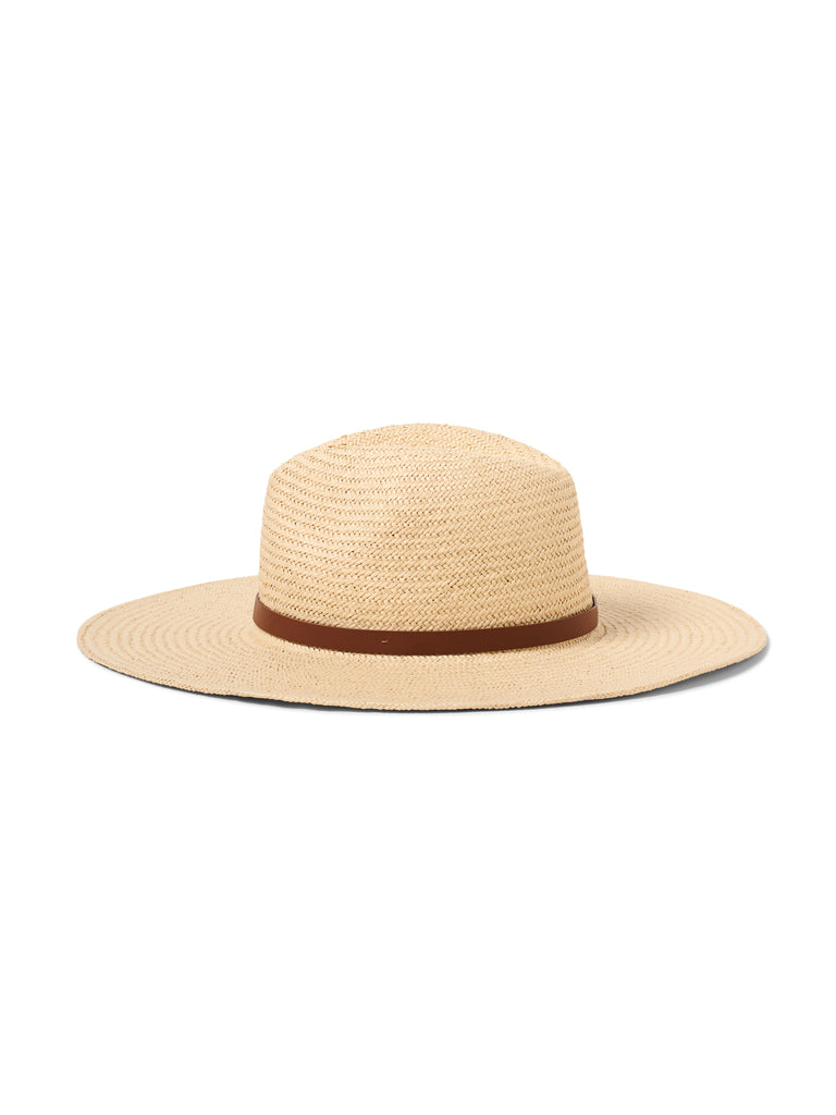 Marina Leather-Trimmed Straw Hat - Natural