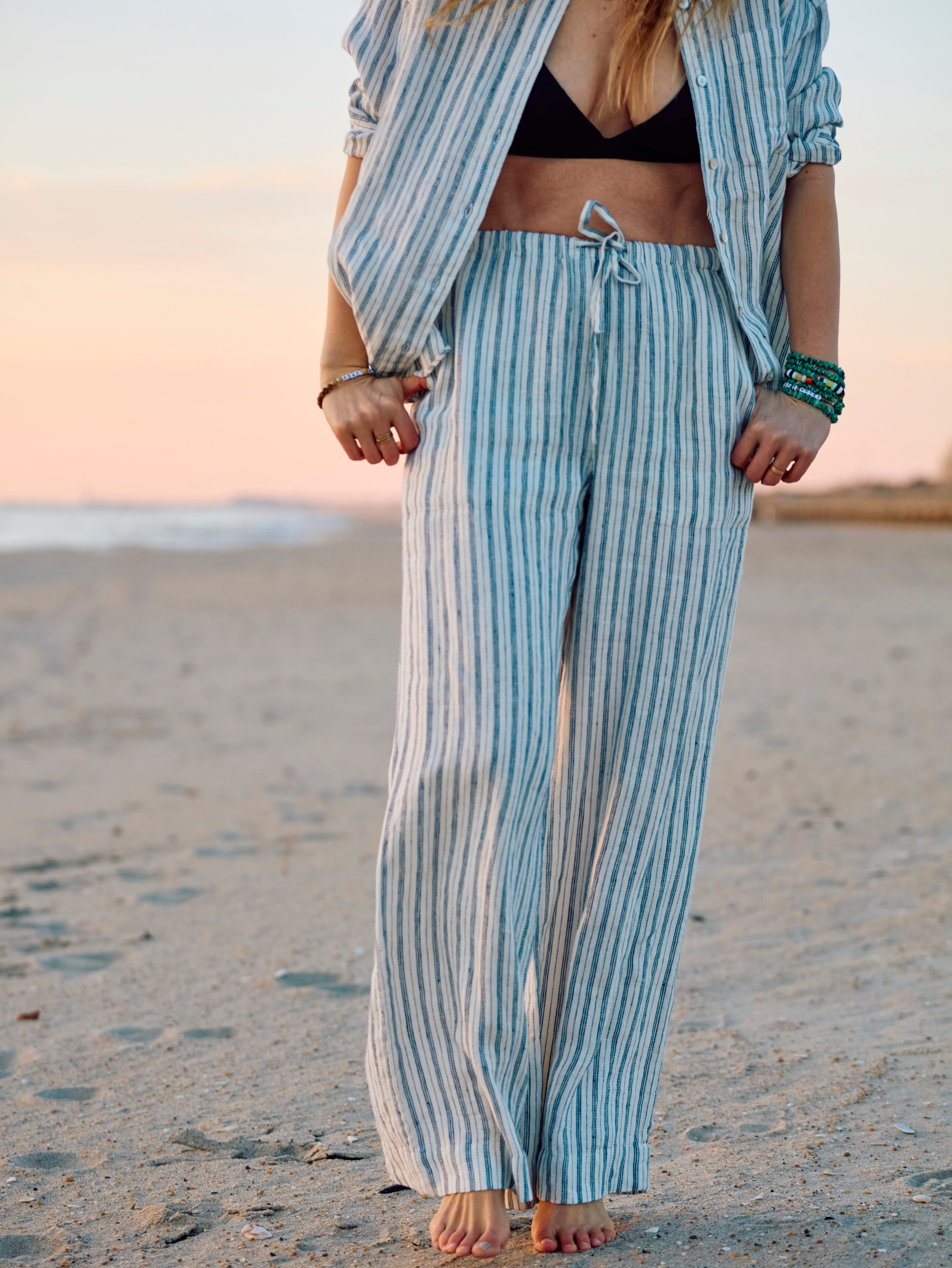 Laidback Linen Pant - Oceanside Stripe