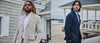 Men wearing reserve collection blazers at the beach