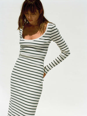 Surfside Rib Maxi Dress - Salt Air Stripe