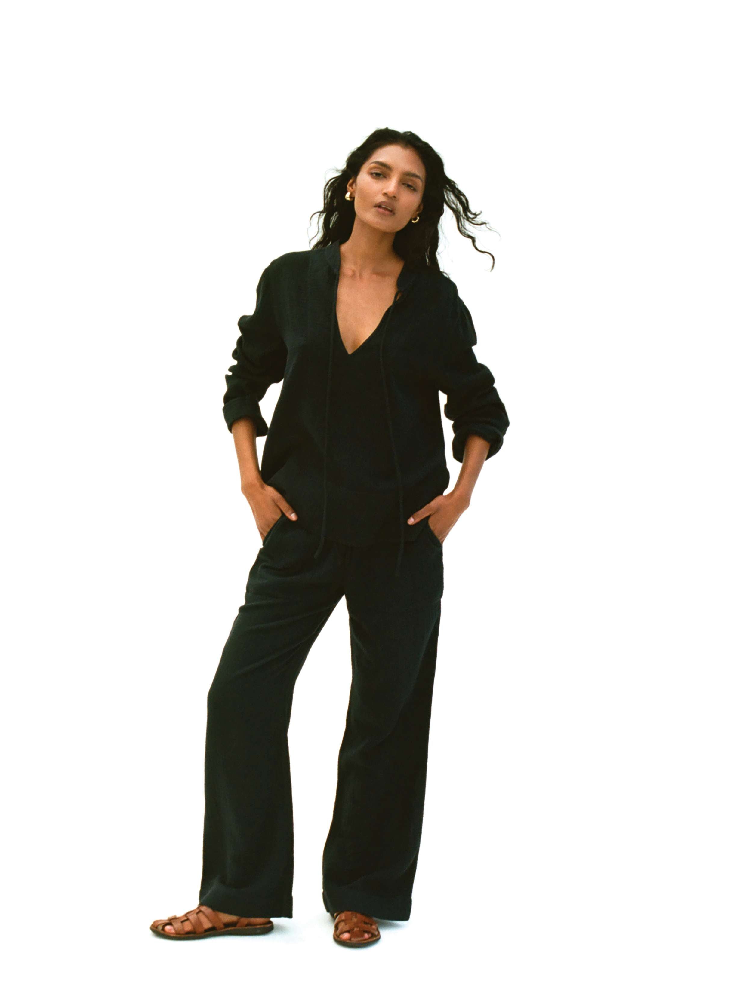  | Laidback Gauze Pant - Black | Faherty Brand