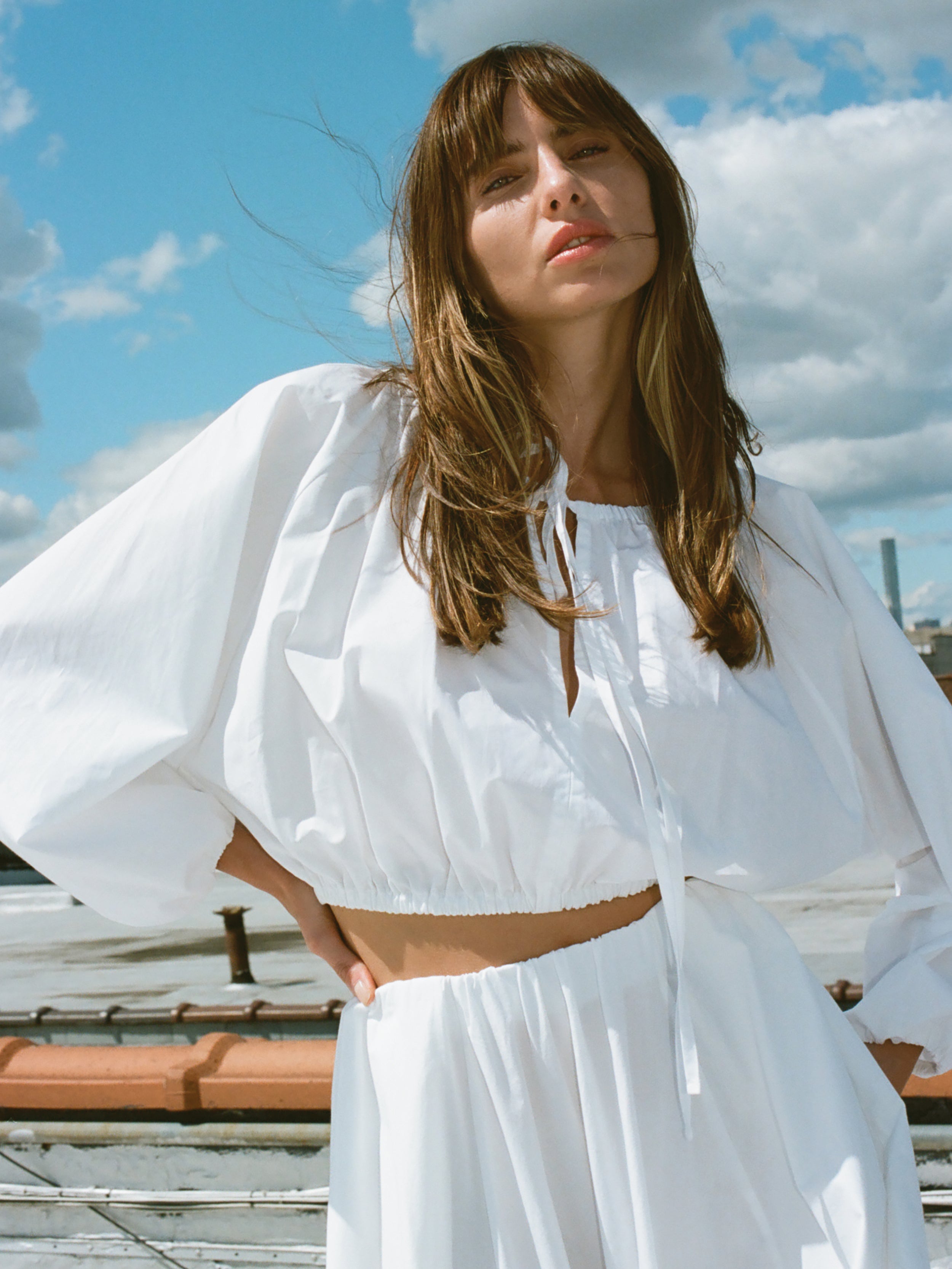 Coastal Poplin Nera Top - White