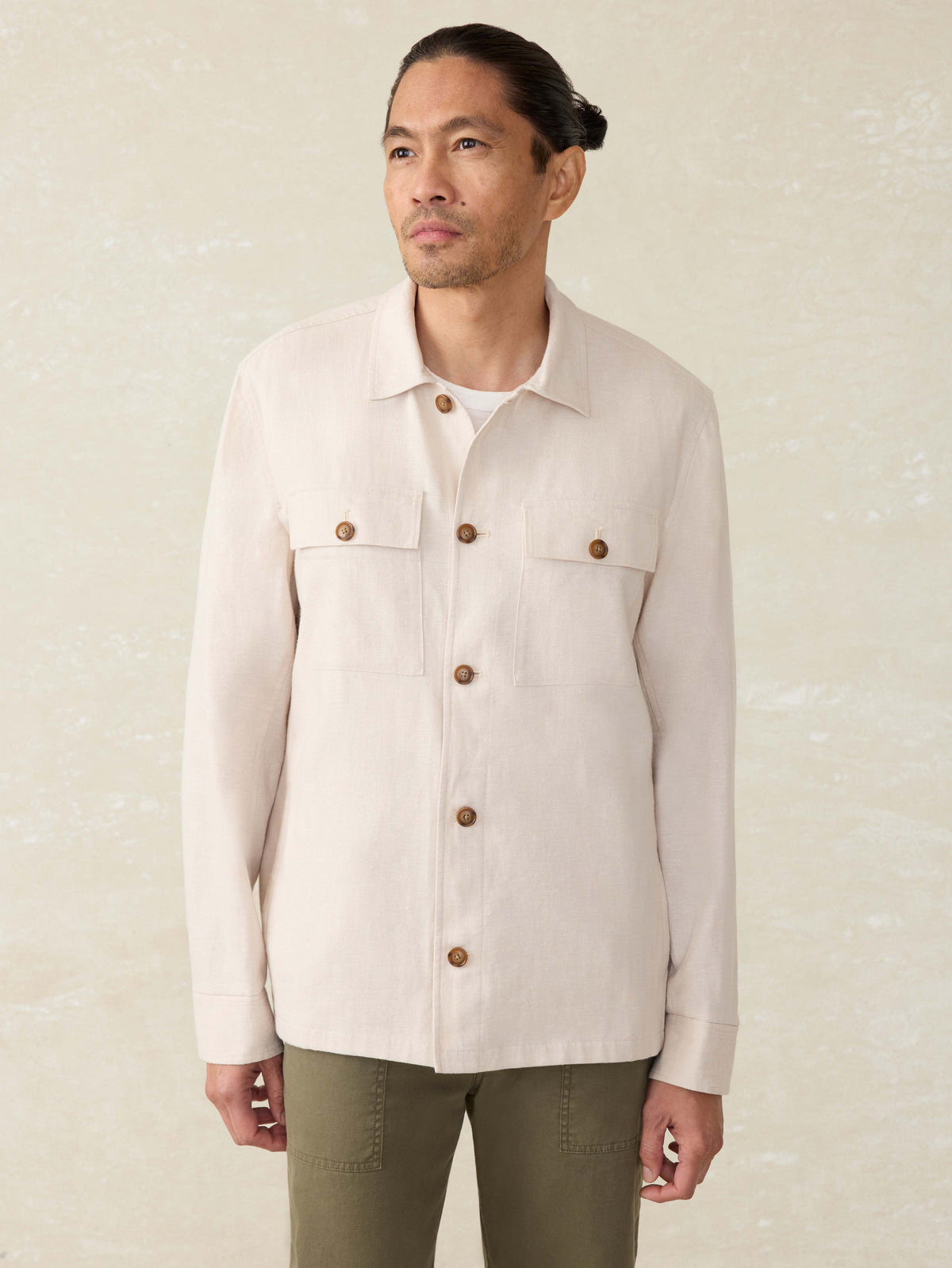 Movement™ Linen Shirt Jacket - Dorset Sand | Faherty Brand