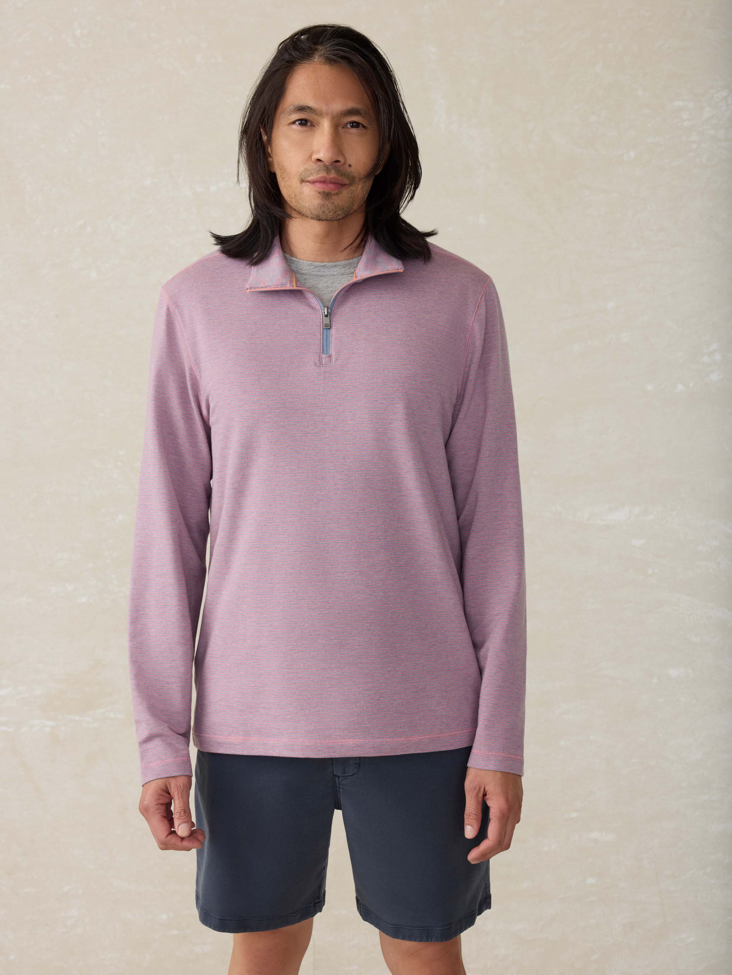 Movement Quarter Zip - Rose Creek Stripe