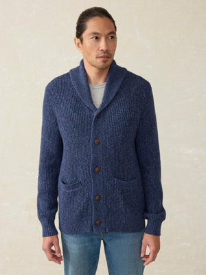 Marled Cotton Cardigan - Navy Night Marl