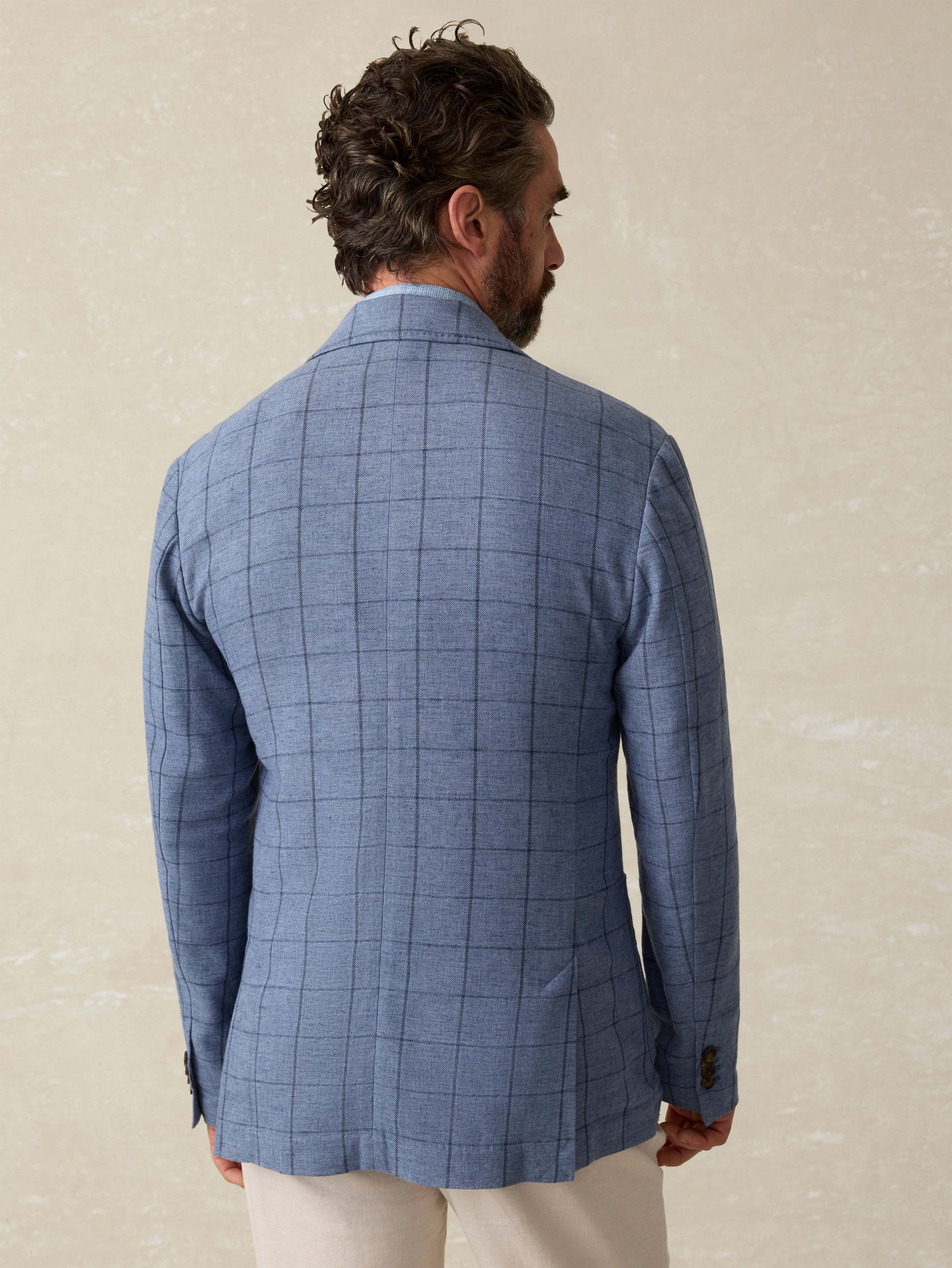 Movement™ Linen Blazer - Storm Cape Windowpane