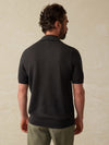 Short-Sleeve Linen Sweater Polo - Mountain Black