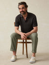 Short-Sleeve Linen Sweater Polo - Mountain Black