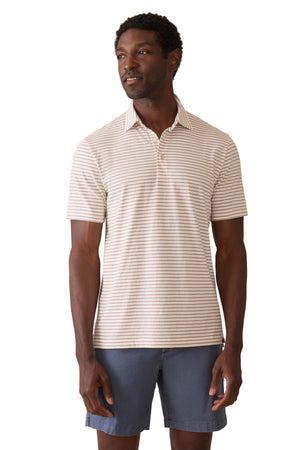 Short-Sleeve Retreat Striped Polo - White Sunset Stripe