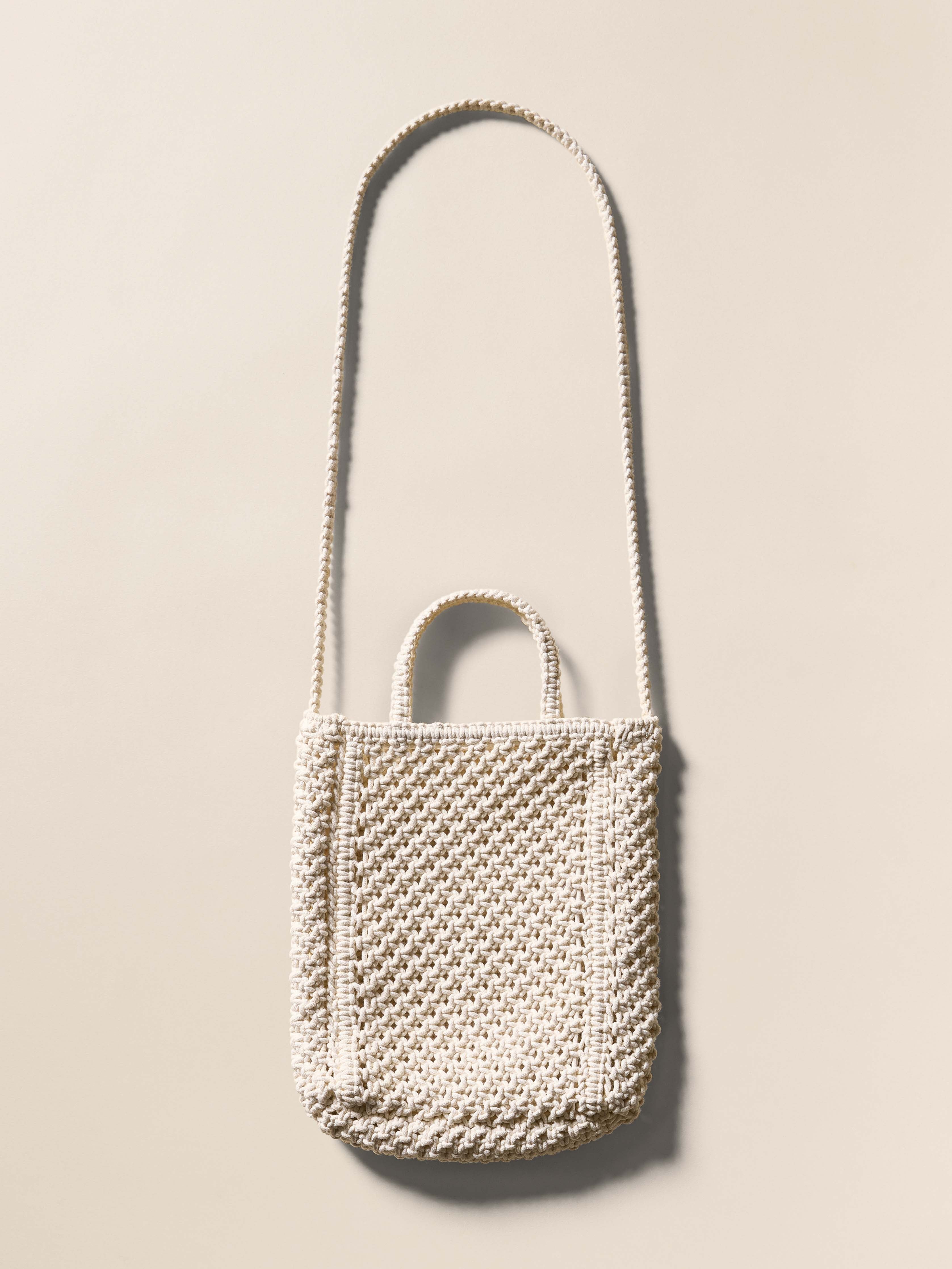 Sunwashed Macrame Crossbody - Cream