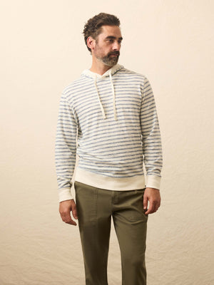 Sunwashed Midweight Organic Hoodie - Pearl Ocean Stripe