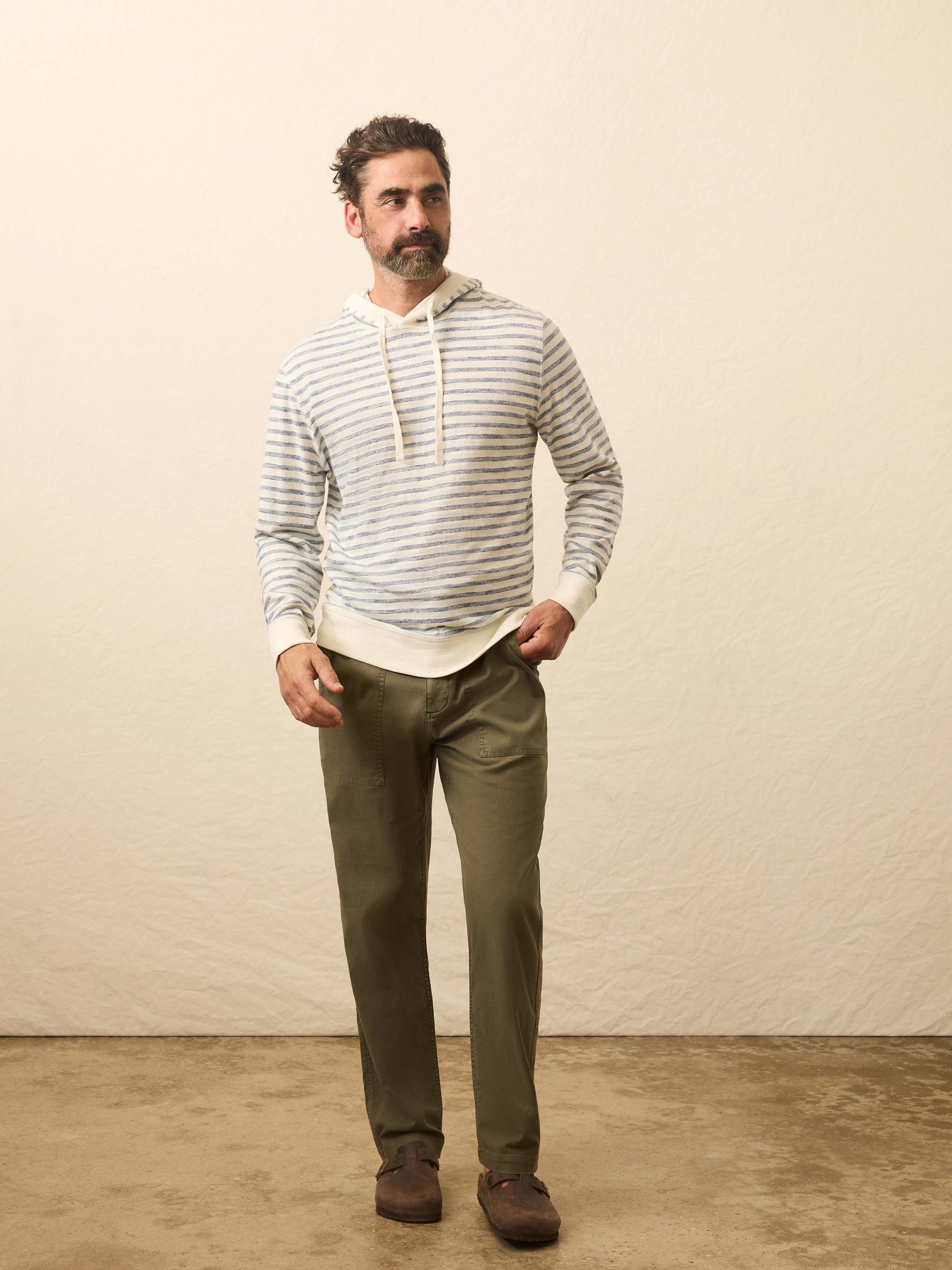 Sunwashed Midweight Organic Hoodie - Pearl Ocean Stripe