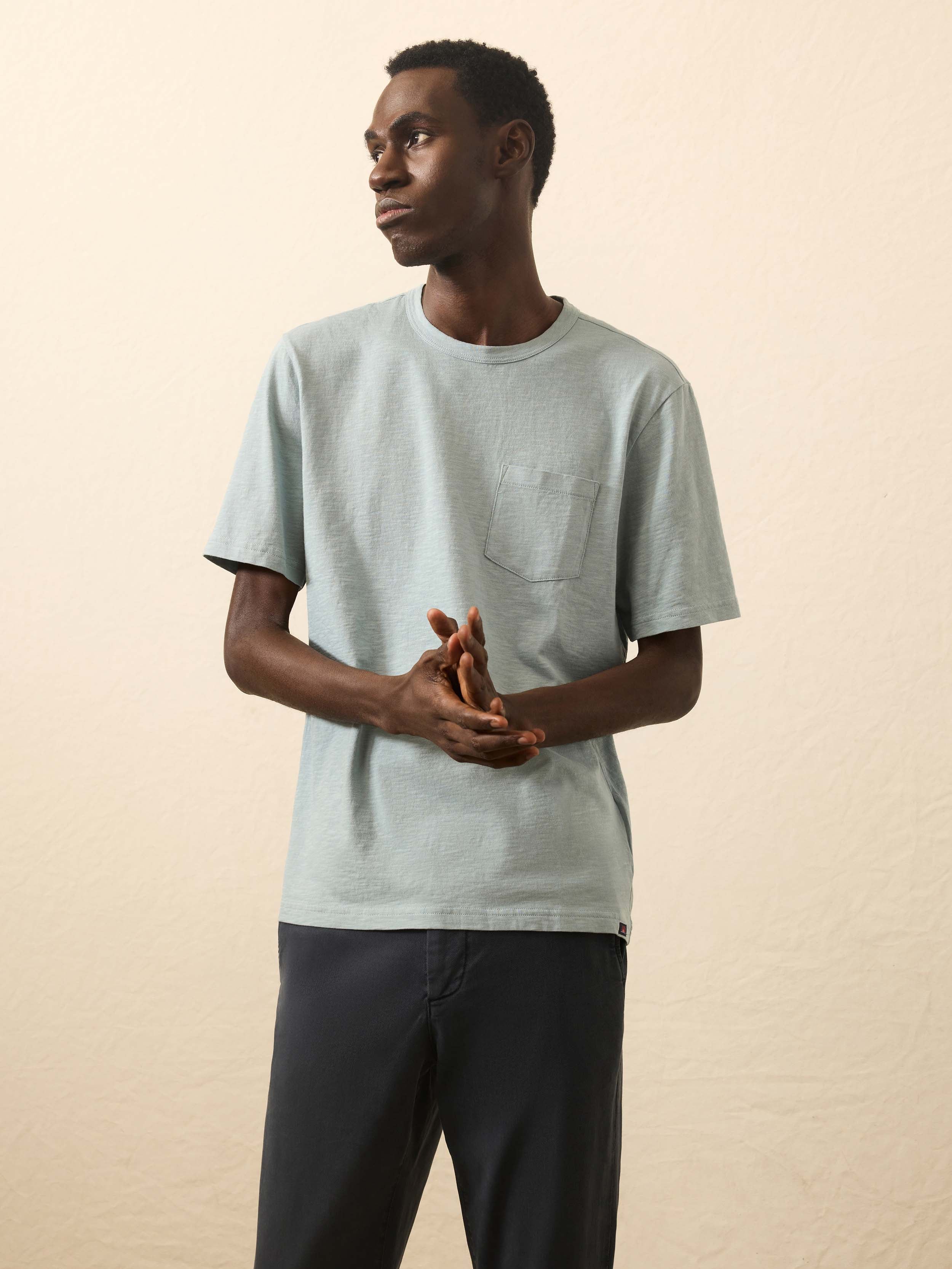Sunwashed Regenerative Pocket Tee - Hull Teal | Faherty Brand