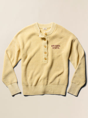 Arizona State University Sunwashed Cotton Fisherman Henley - Lemon Sorbet