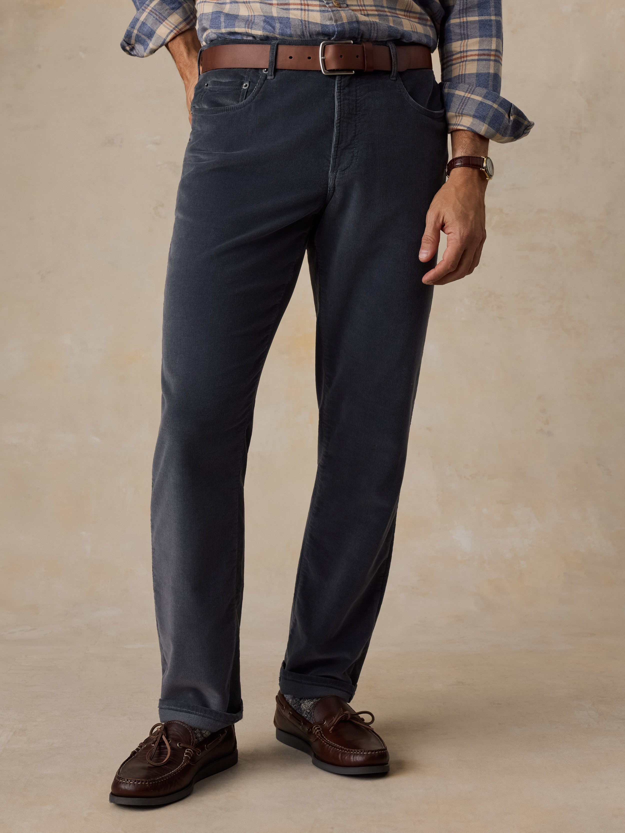 Stretch Terry Corduroy 5-Pocket Pant - Steel River