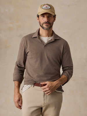 Long-Sleeve Pima Polo - Autumn Woods Melange
