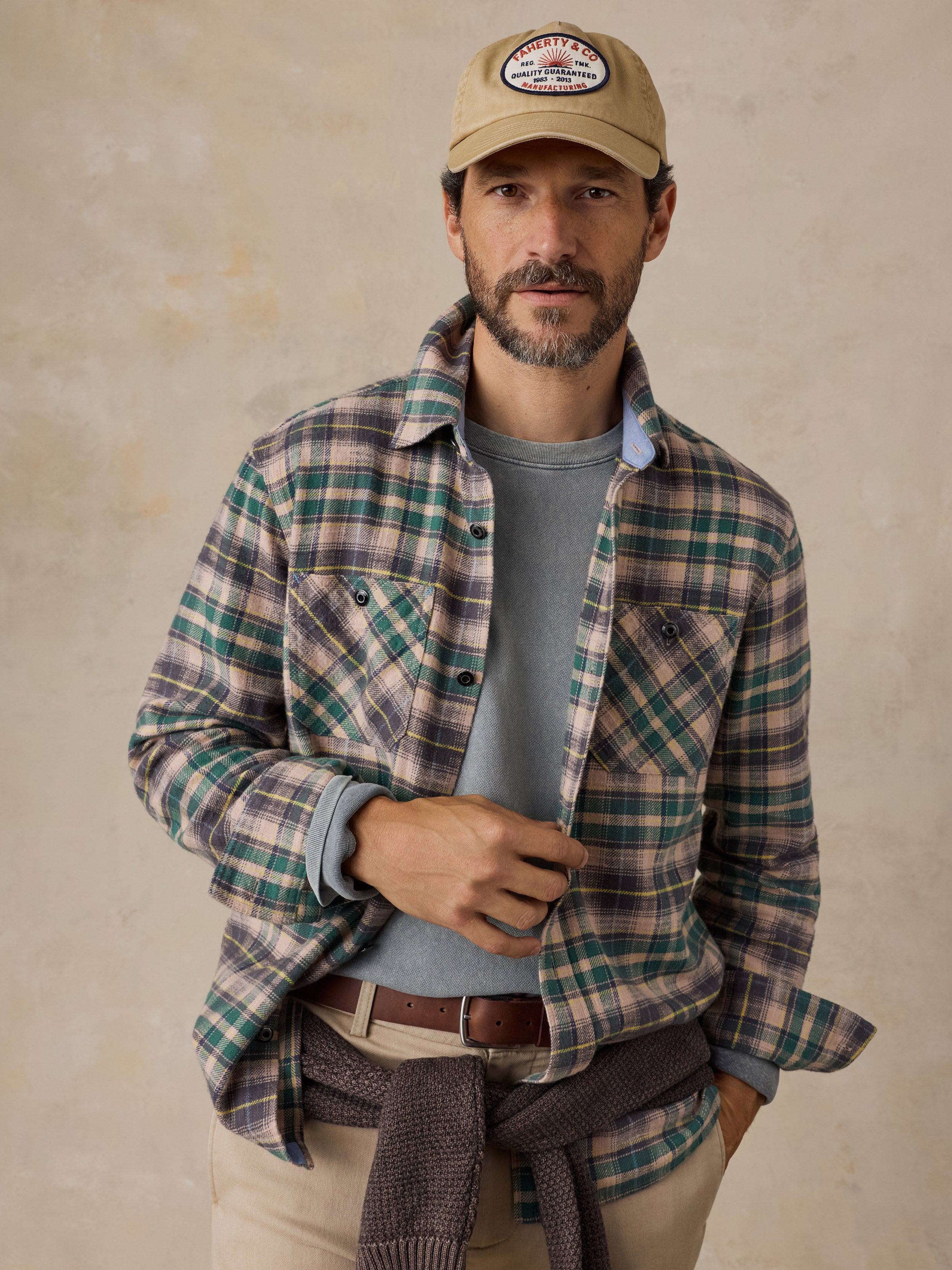 Japanese Flannel Workshirt - Green Mori Plaid | Faherty Brand