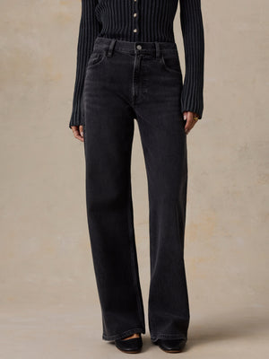 Regenerative Cotton Denim Wide Leg - Black Quarry Wash