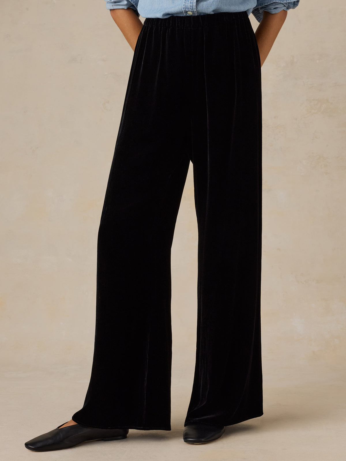 Silk Velvet Pull On Pant - Black, image 2 of 5