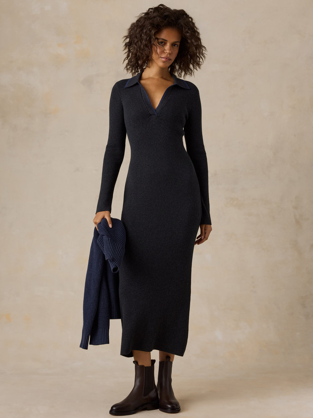 Throwback Sweater Dress - Charcoal, image 1 of 4