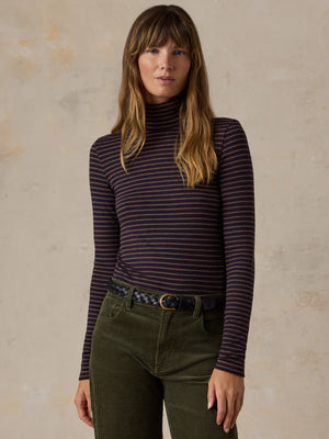 Featherweight Freestyle Turtleneck - Midnight Wine Stripe