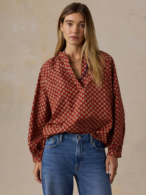 Coastal Poplin Eleanor Top - Autumn Petals