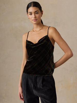 Silk Velvet Harriet Top - Moonward Plaid