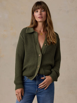Sunwashed Cotton Lodge Cardigan - Sunwashed Olive