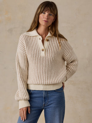 Heirloom Cotton Sweater Polo - Cream