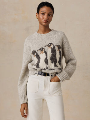 Alpaca Penguin Crewneck - Grey Melange