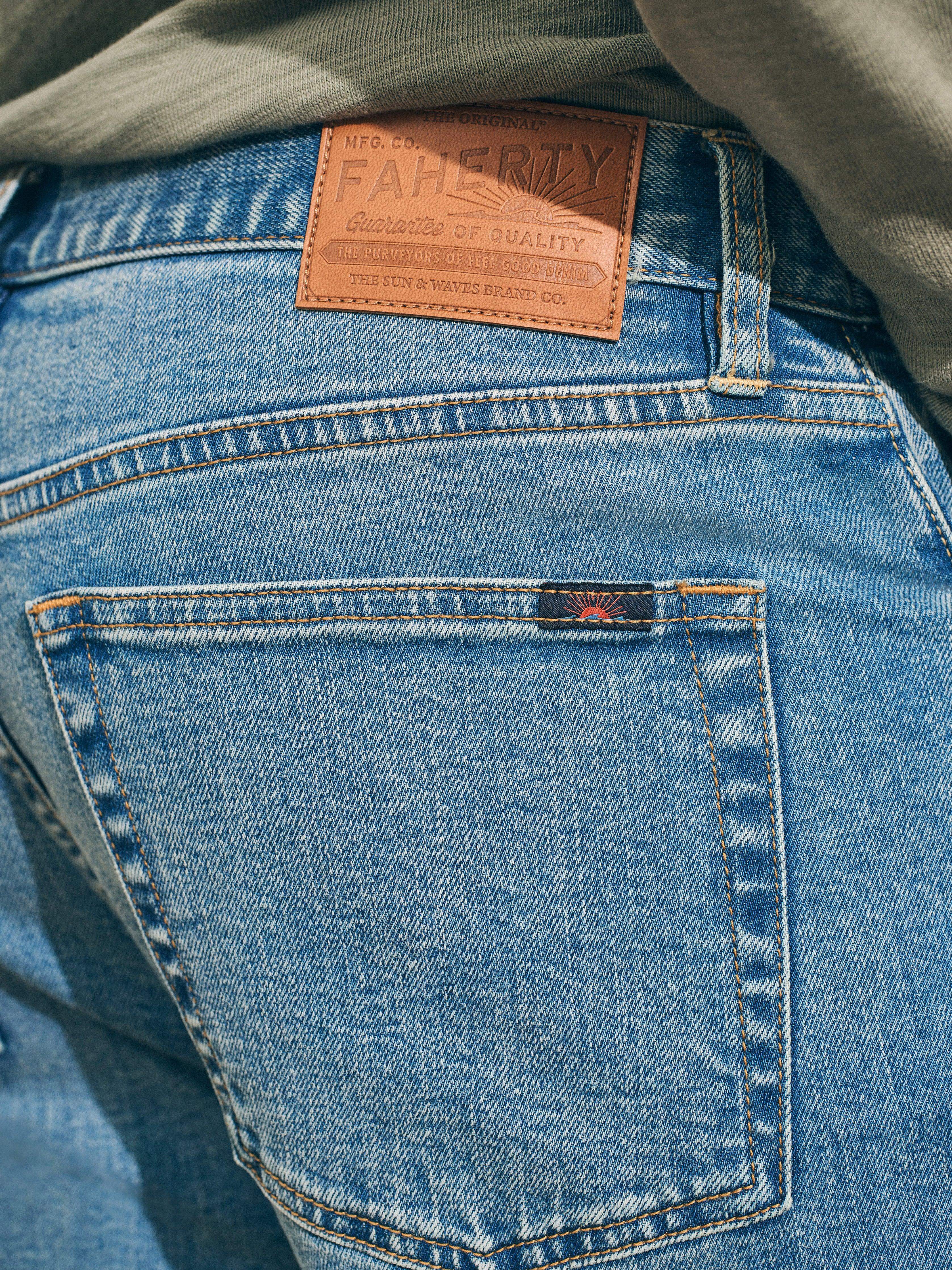 Organic Cotton Slim Straight Denim (34" Inseam) - Sandy Point Wash