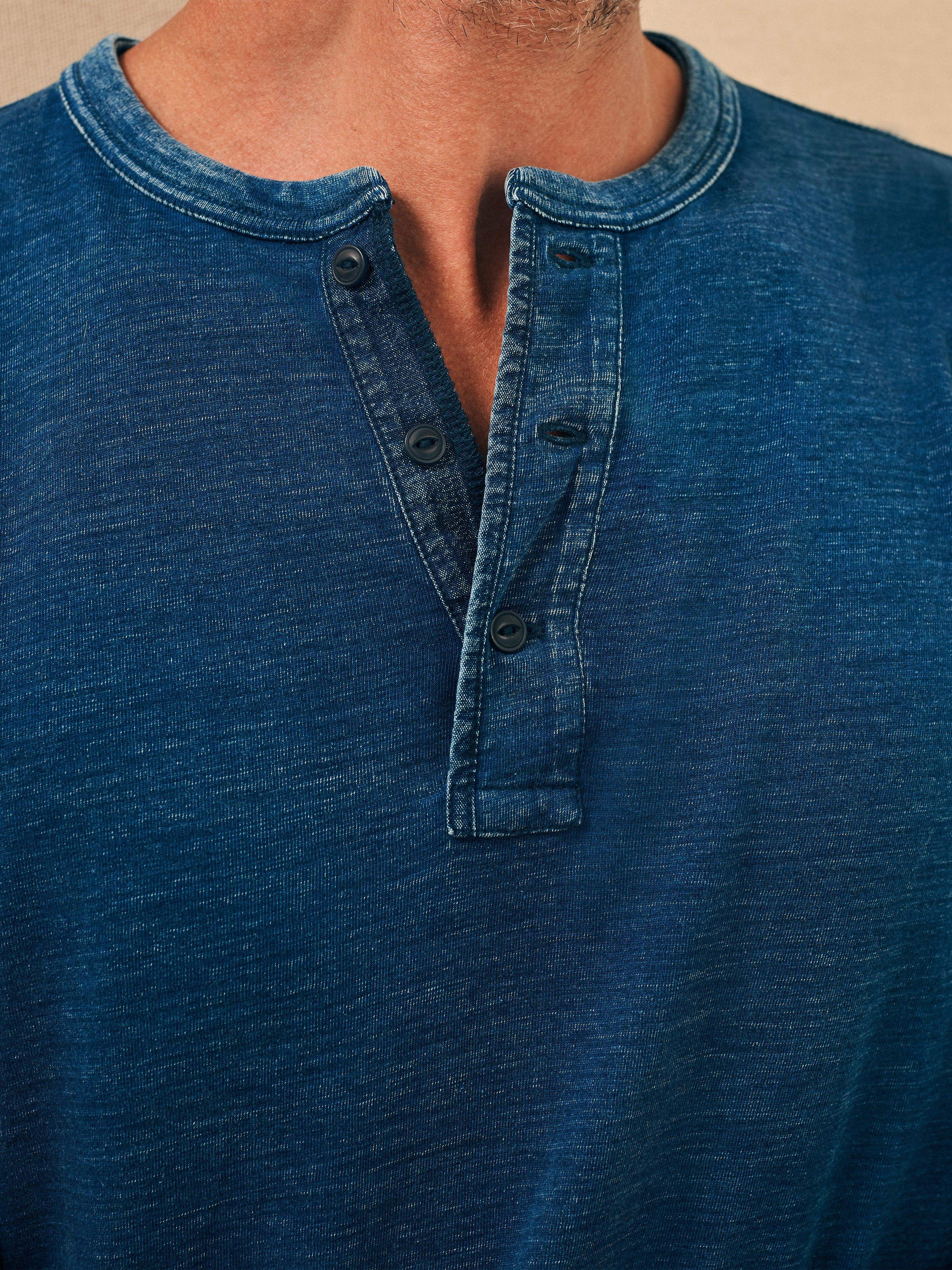 Long-Sleeve Indigo Henley