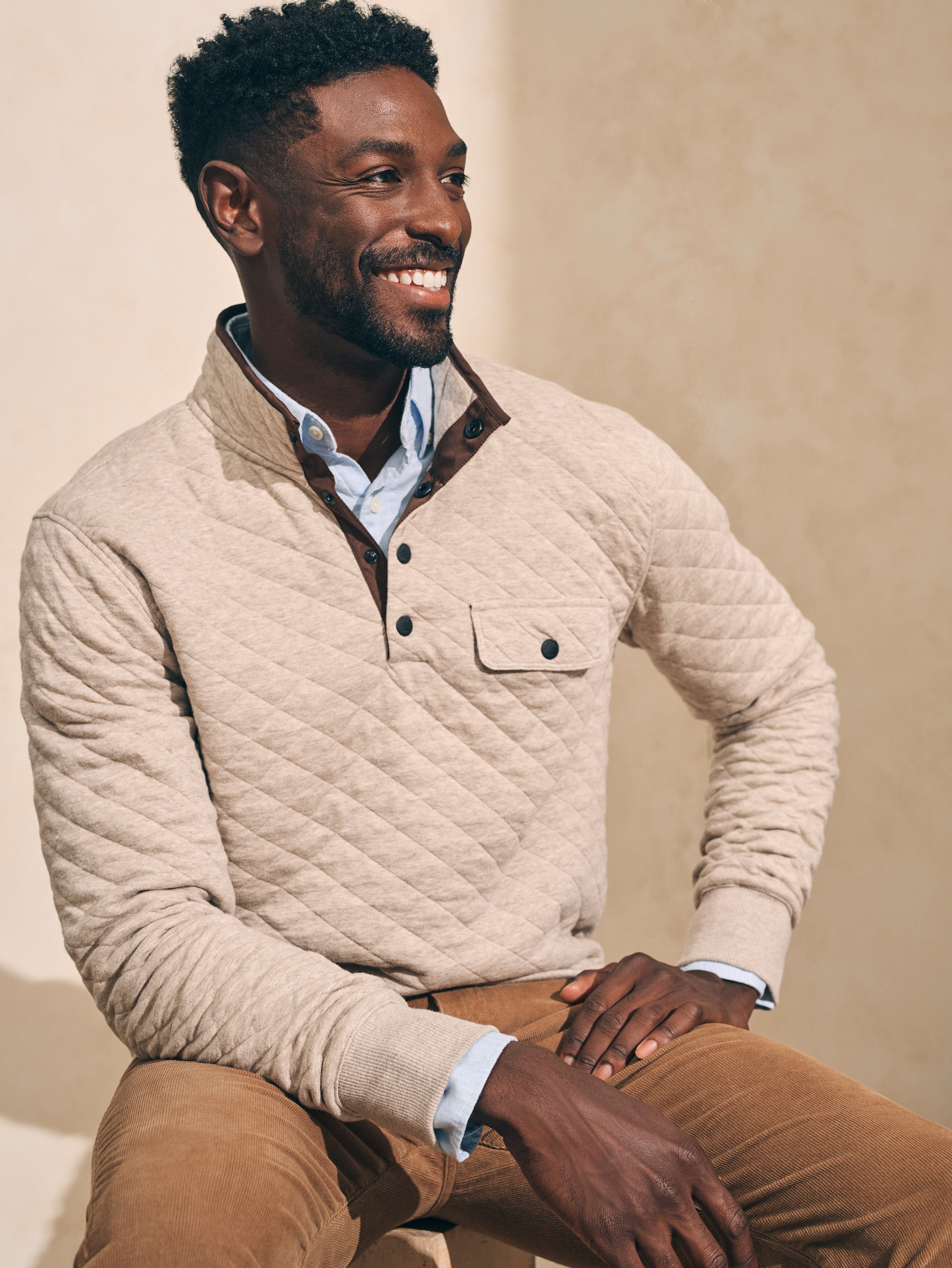 Epic Quilted Fleece Pullover - Oatmeal Melange