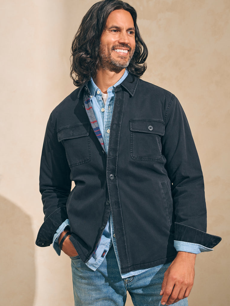 Stretch Blanket Lined CPO - Washed Black | Faherty Brand