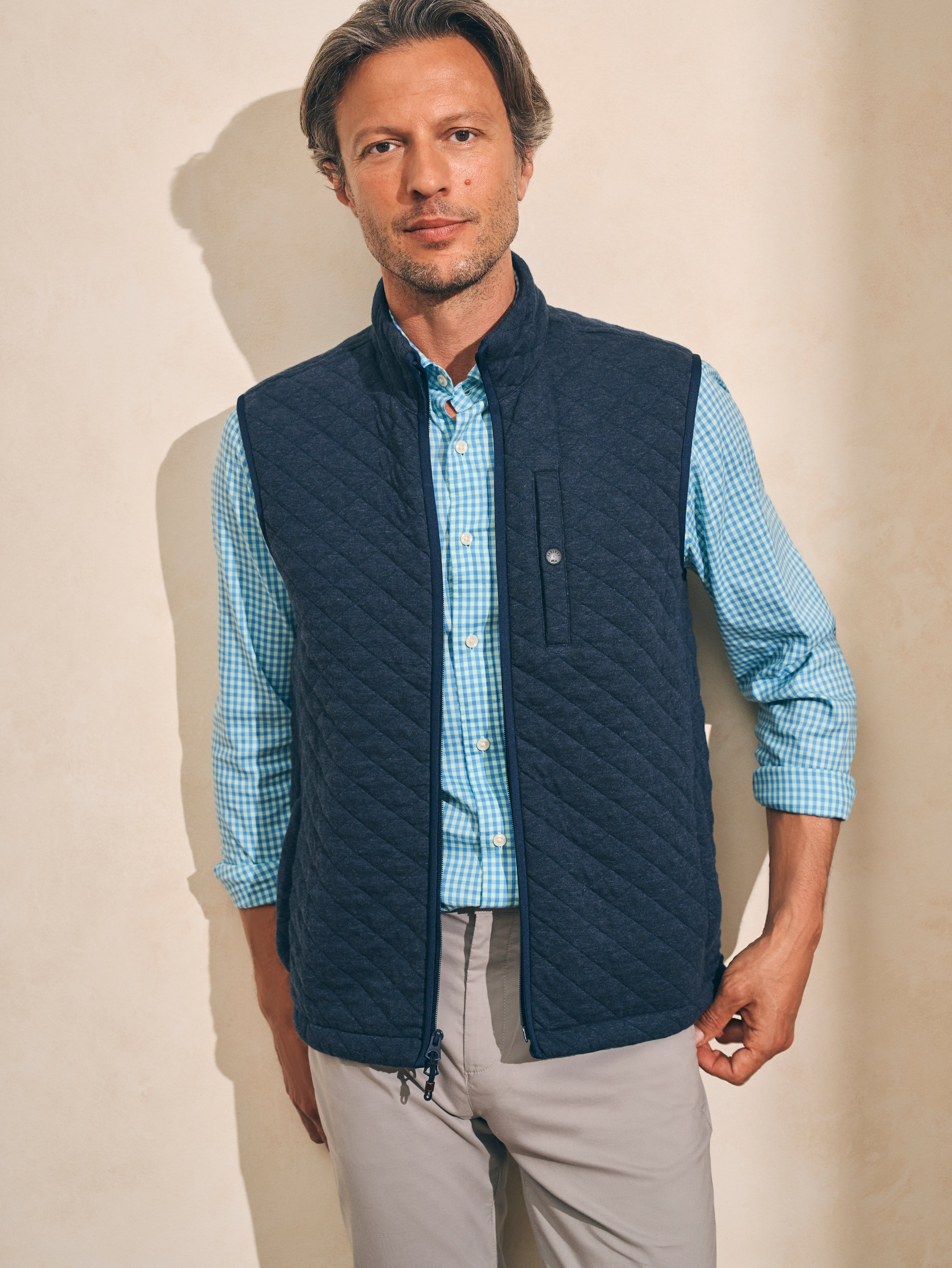 Epic Quilted Fleece Vest - Navy Melange