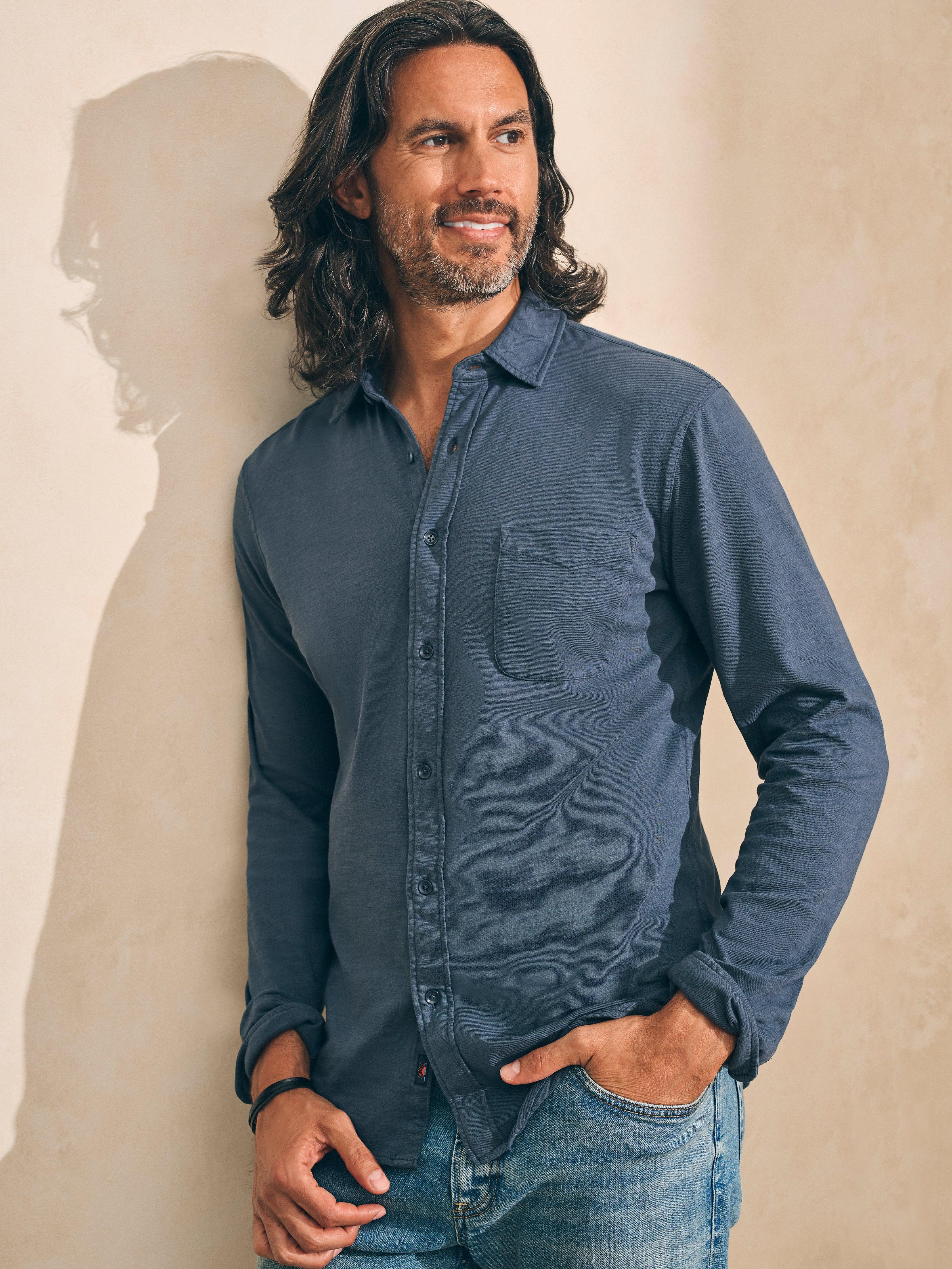 Sunwashed Knit Shirt (Single Pocket) - Dune Navy