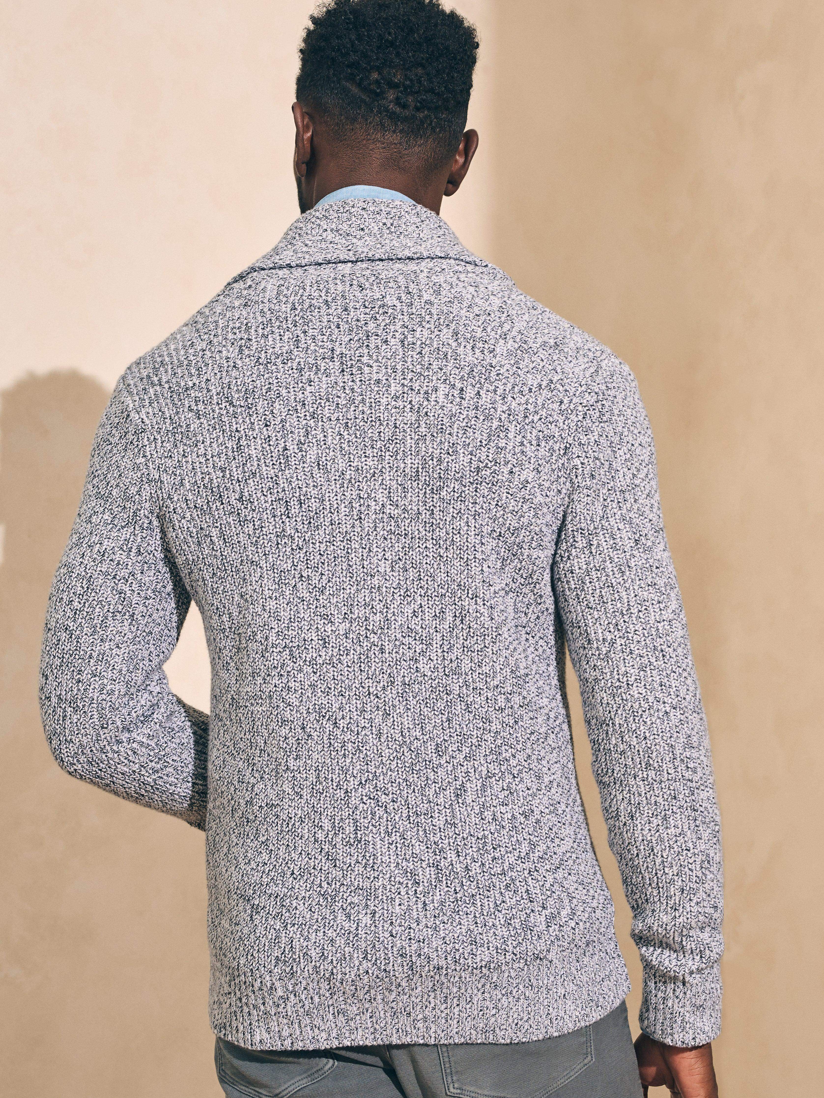 Marled Cotton Cardigan - Light Grey Marl