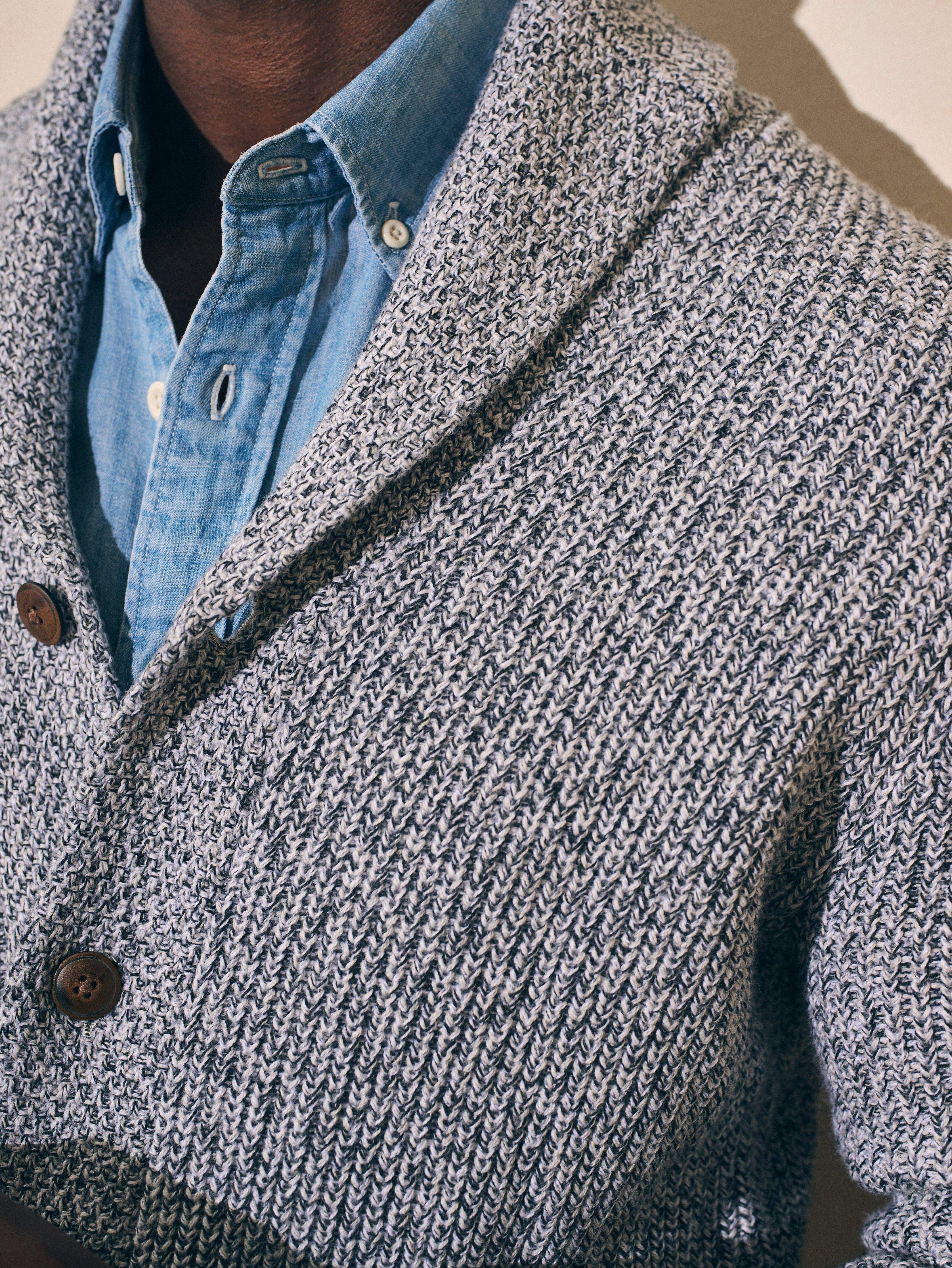 Marled Cotton Cardigan - Light Grey Marl
