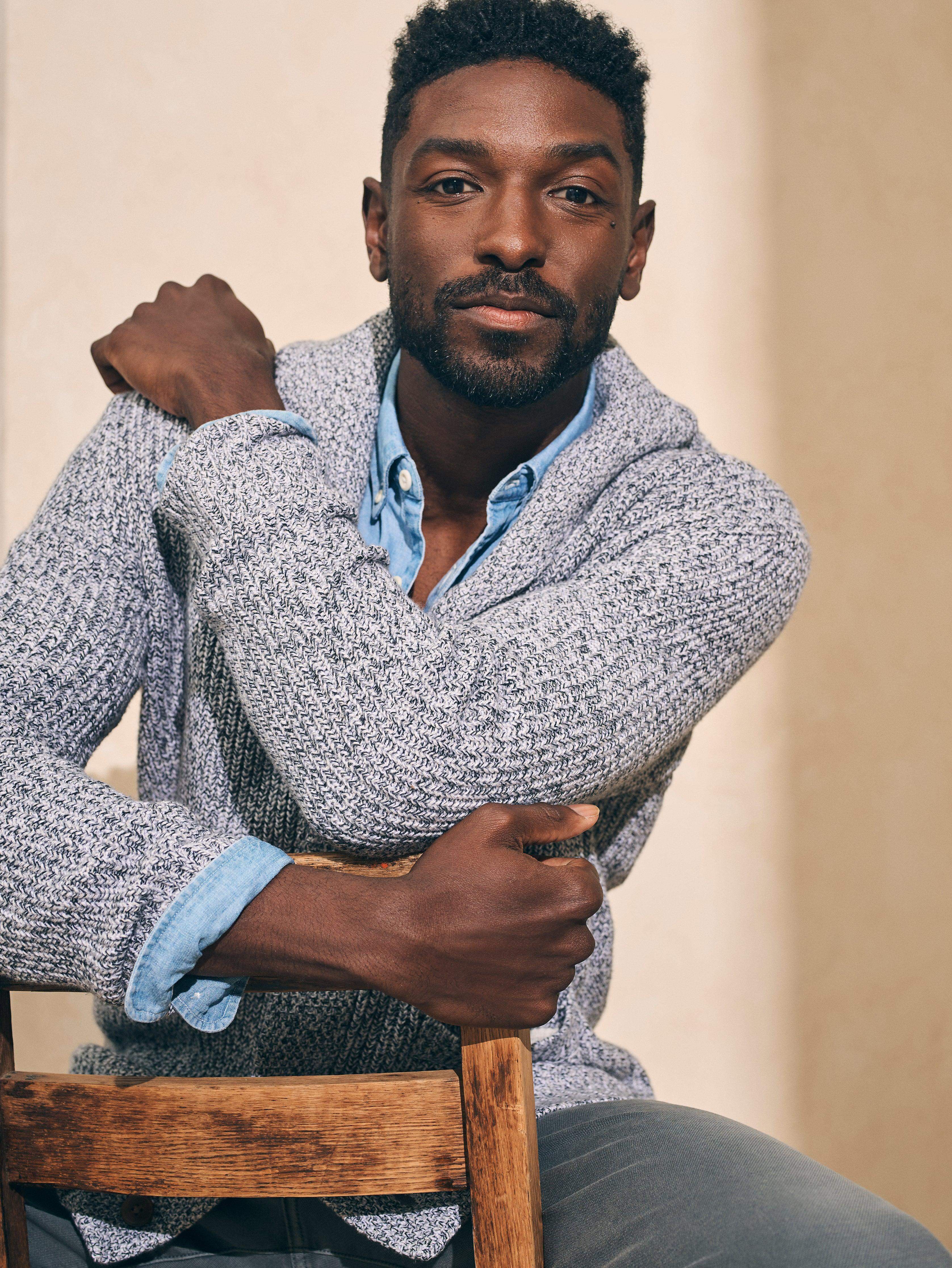 Marled Cotton Cardigan - Light Grey Marl