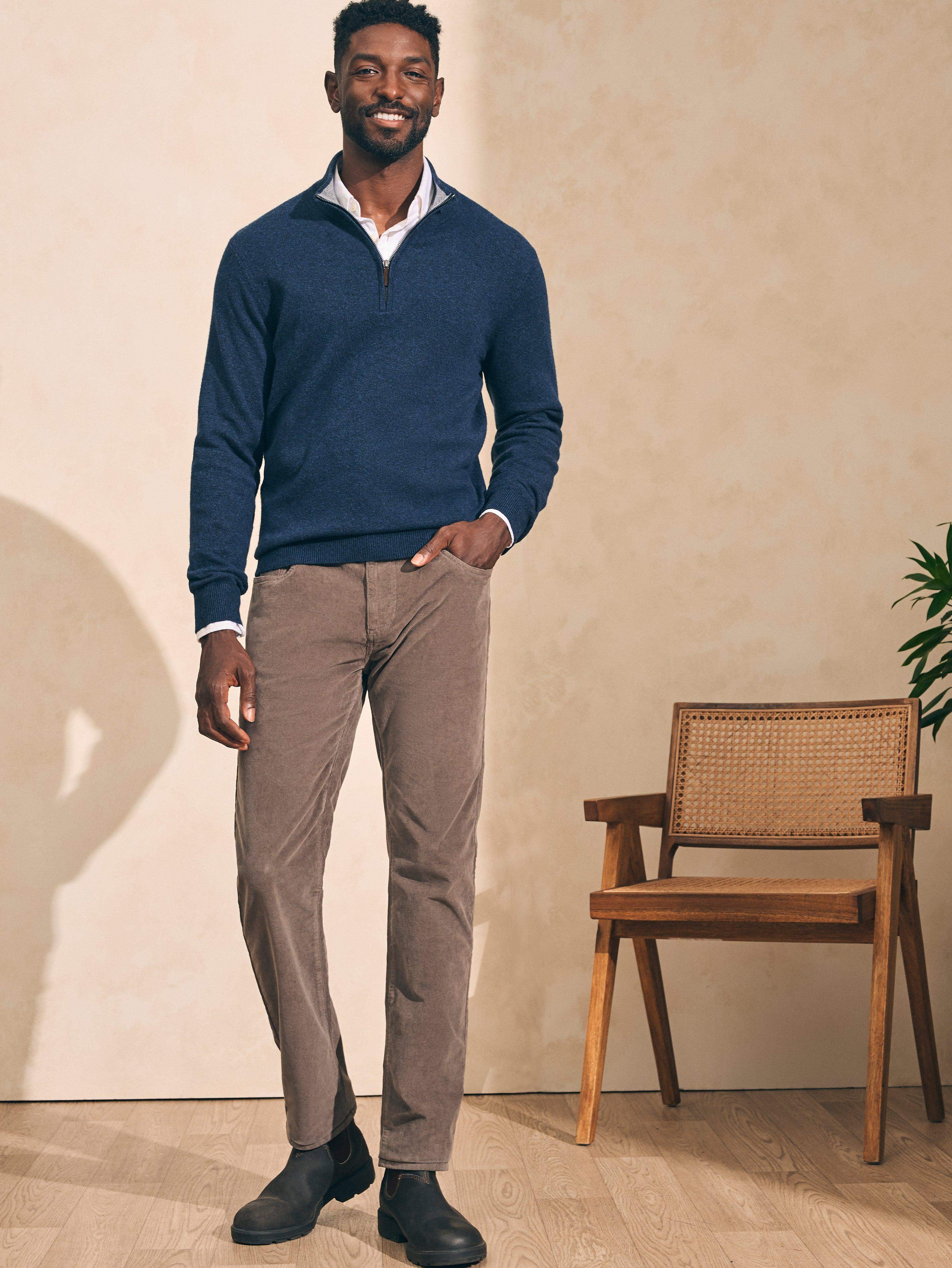 Mountain Quarter Zip Sweater (Tall) - Navy Heather