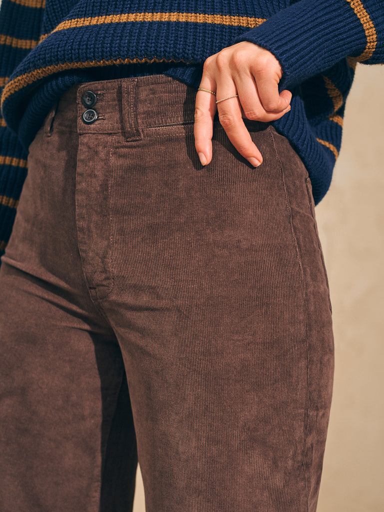 Stretch Cord Wide Leg Pant - Chocolate Brown | Faherty Brand