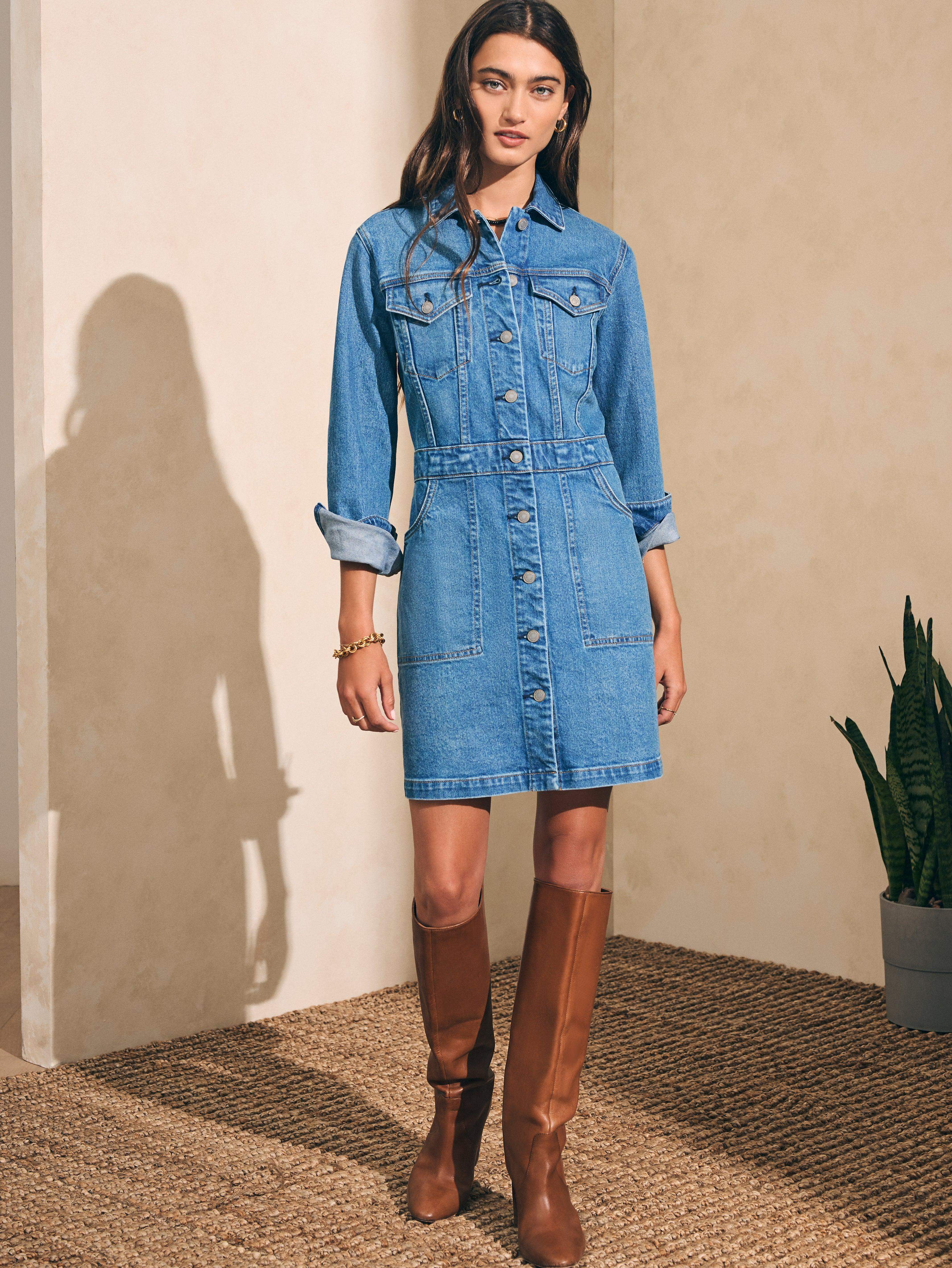 Organic Cotton Denim Michelle Dress - Sea Bright