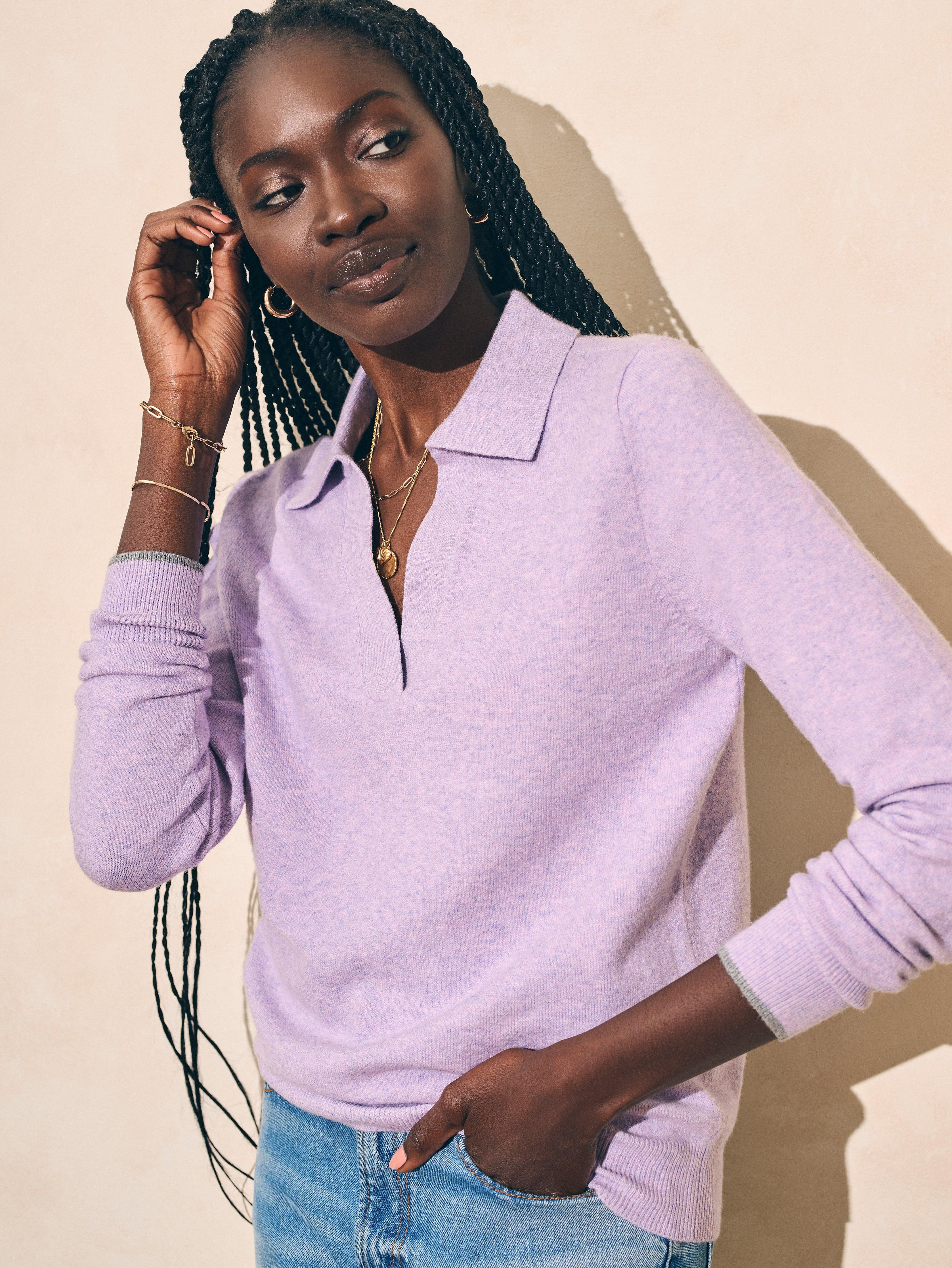 Jackson Sweater Polo - Lilac Heather