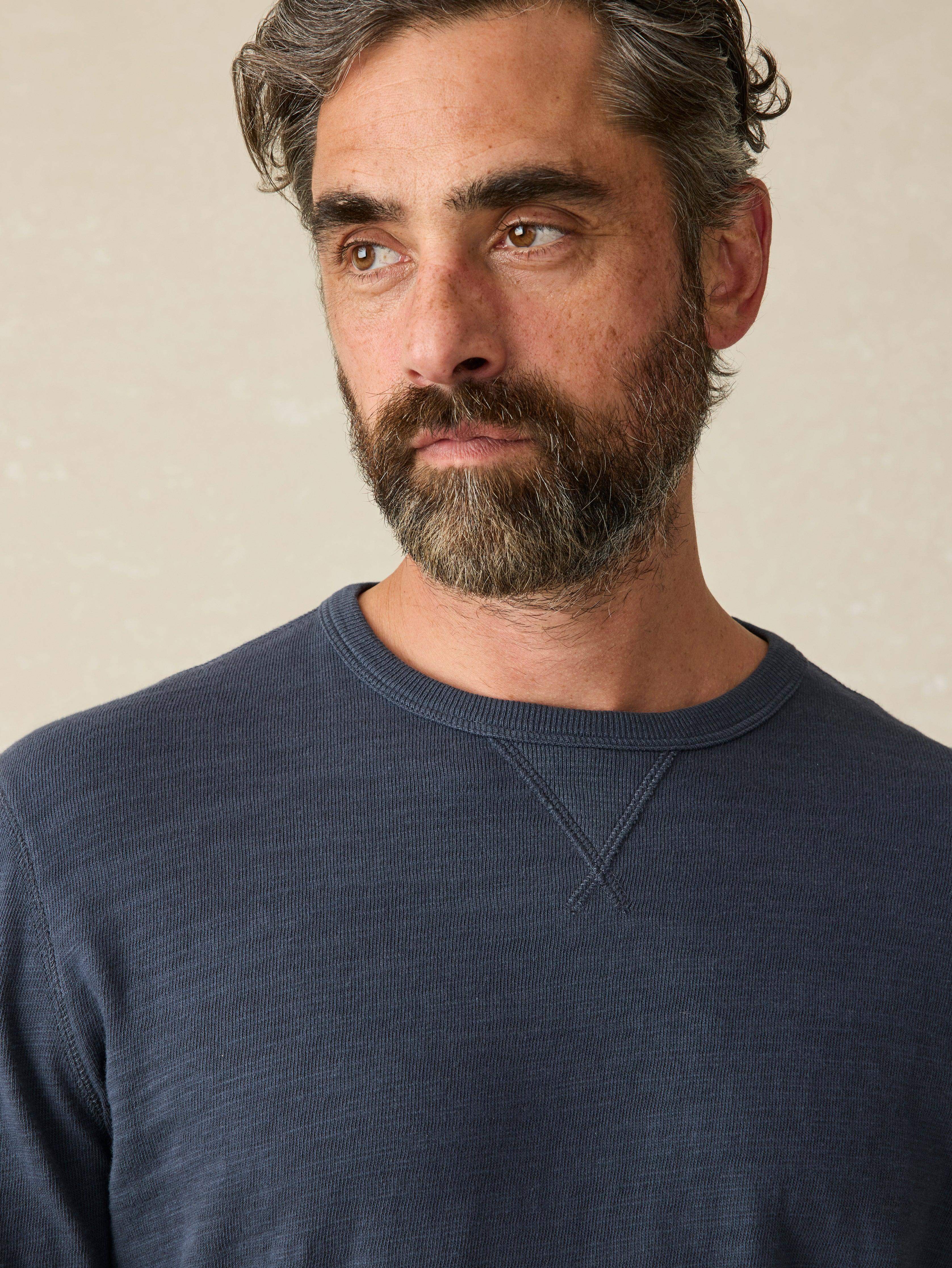 Sunwashed Slub Crew (Tall) - Blue Nights