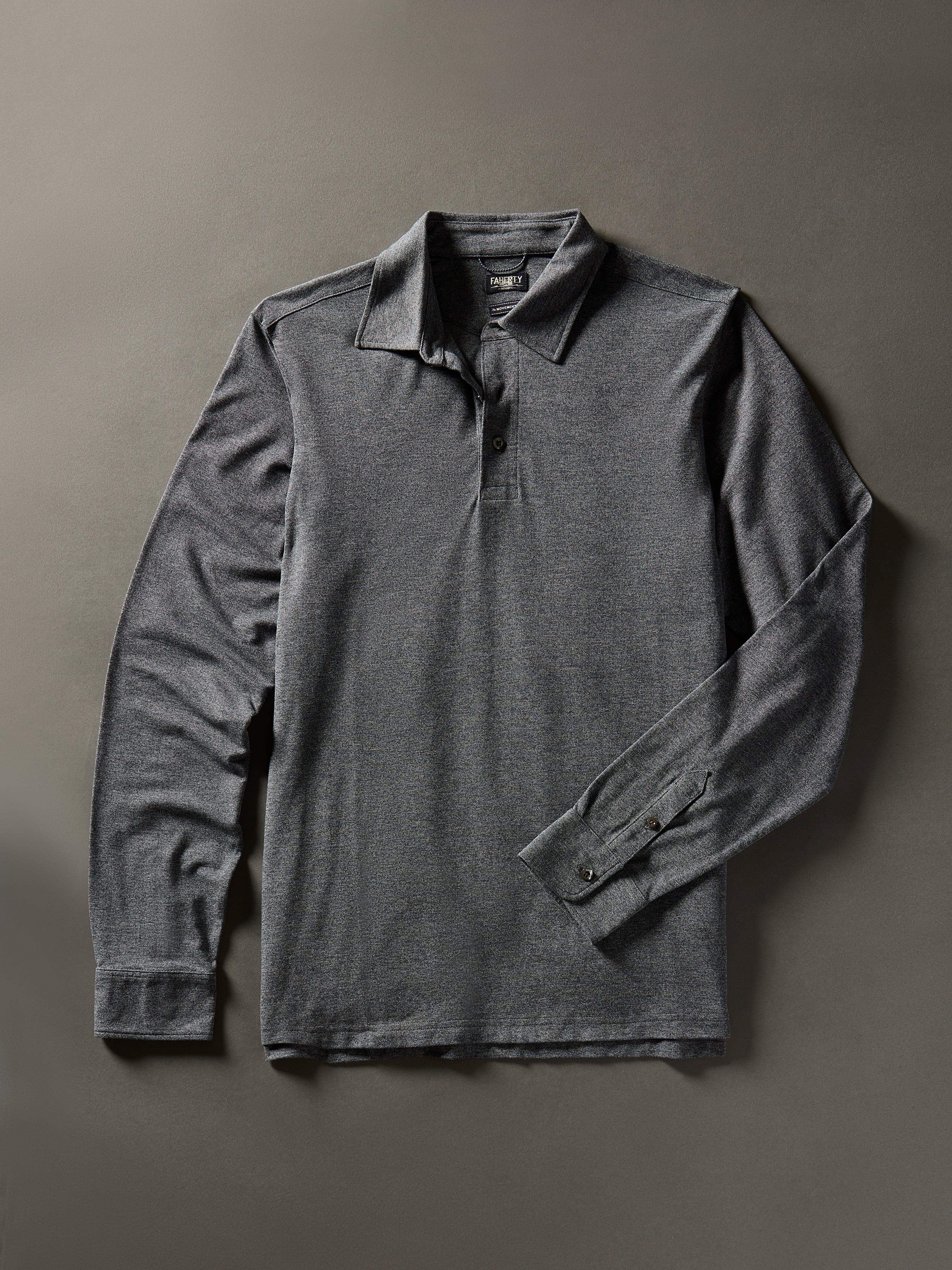 Long-Sleeve Movement™ Pique Polo - Dusty Iron Heather
