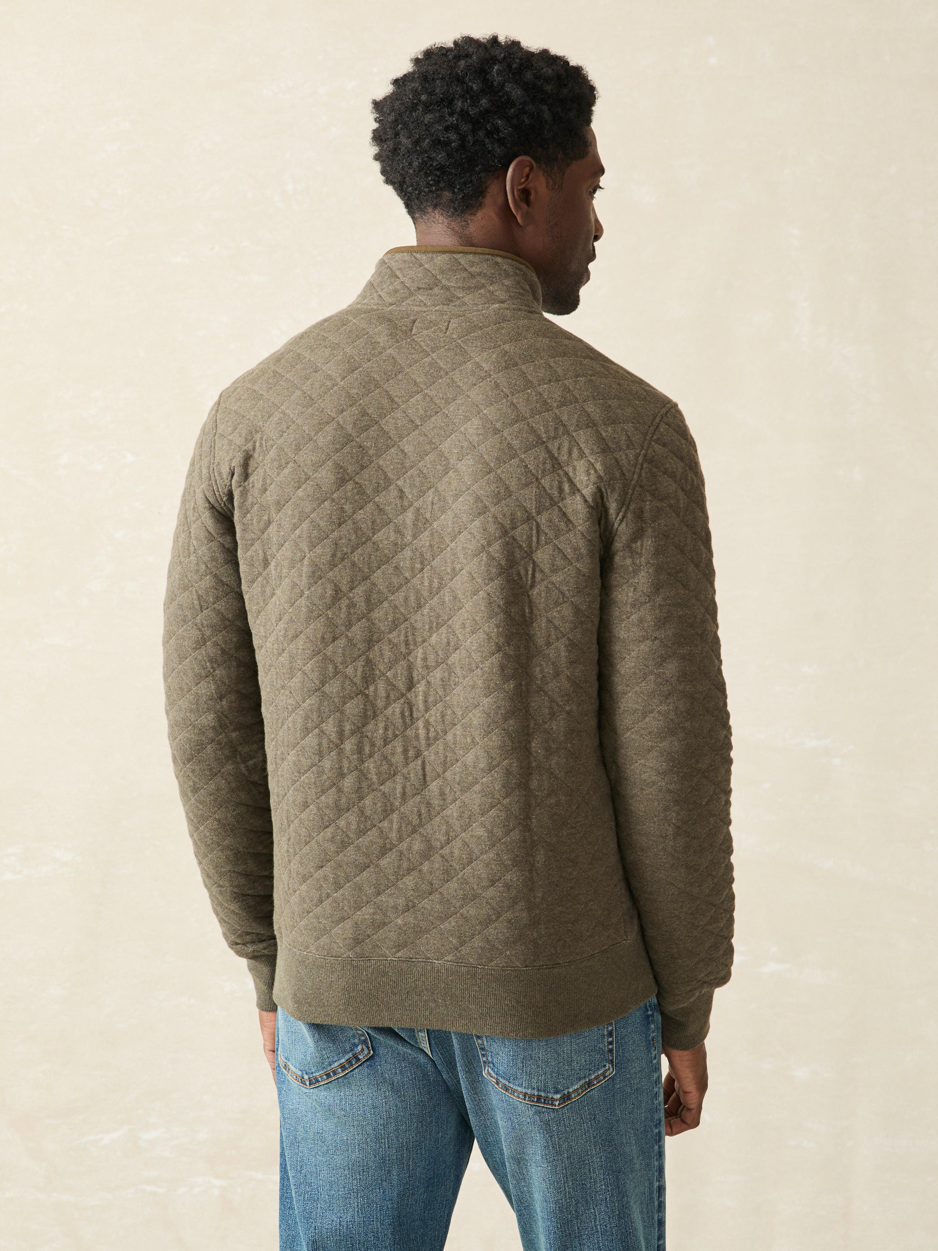 Epic Quilted Fleece Pullover - Olive Melange